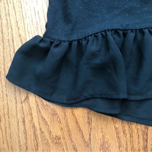 Cat & Jack Oh What Fun Graphic Peplum Long Sleeve Black Top Girl’s Size 10/12 - Picture 3 of 5